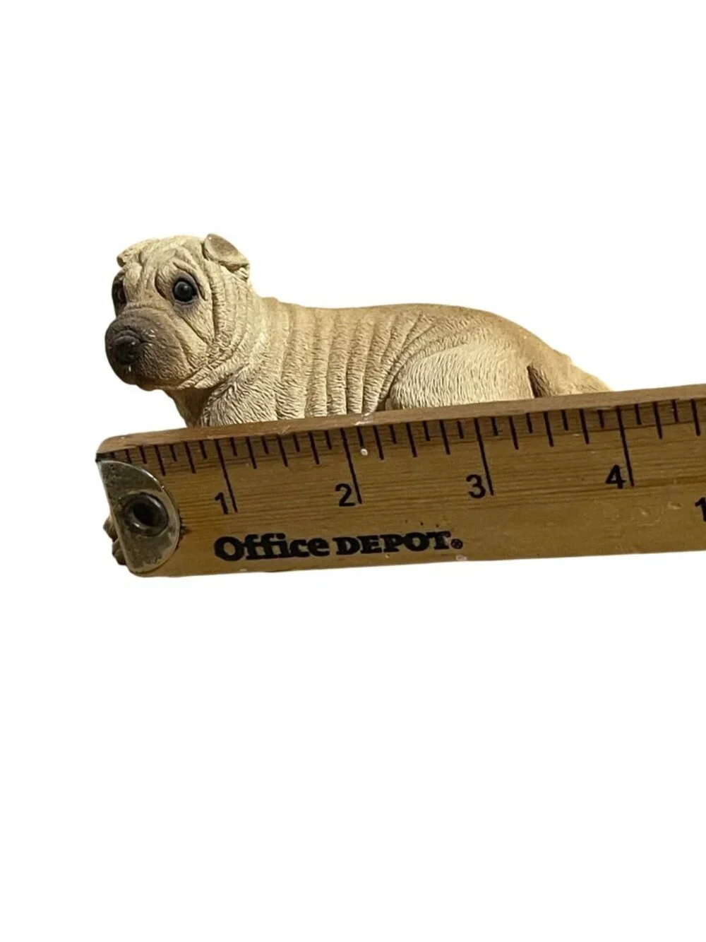 Shar-Pei Puppuy Dog Figurine Hand-Painted Resin Collectible Tan Brown Sculpture